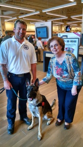 Ed & Zeus from Indiana k9 SAR with Michele at Barnes & Noble